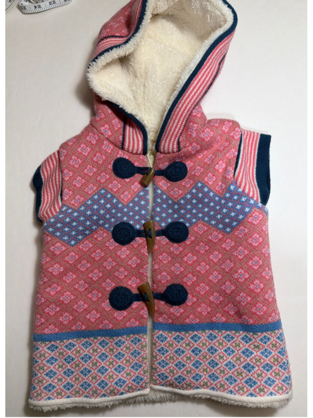 Matilda Jane Size 4 Hooded Sherpa Sweater Vest Nordic Knit